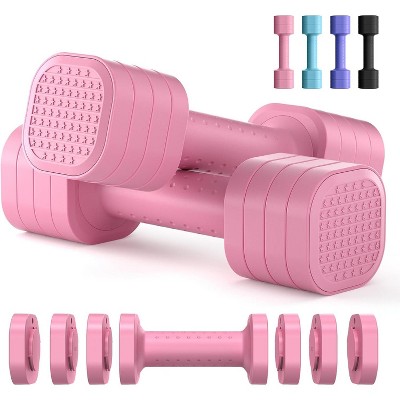 Adjustable Dumbbell Set of 2, for Women with Soft TPU Handle, Compact Free Weights for Home Gym