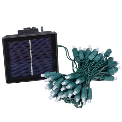 Novelty Lights 50 Light LED Solar Powered String Lights 3" Spacing Green Wire 22.5 Feet