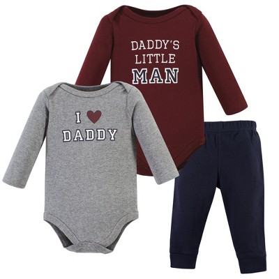 Image of Hudson Baby Infant Boy Cotton Bodysuit and Pant Set, Boy Daddy Long Sleeve, 3-6 Months