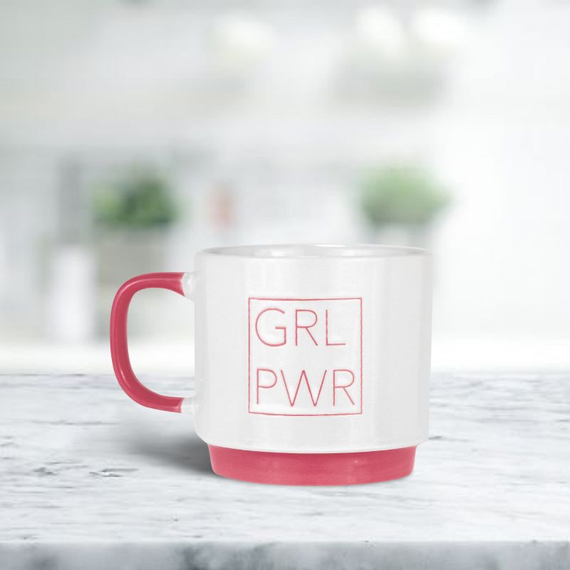 Amici Home "GRL PWR" Girl Power Coffee Mug, Pink Handle, Lettering, and Bottom, For Tea, or Any Beverages, Microwave & Dishwasher Safe, 20-Ounce, 2 of 5