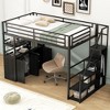 TIRAMISUBEST Full Size Loft Bed with Storage Staircase and Open Wardrobe, Metal Loft Bedframe with Storage Shelves and Lockers - 2 of 4