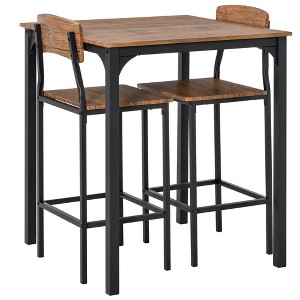 3-Piece Bar Height Dining Sets with Two Chairs with Steel Legs and Footrests - 1 of 4