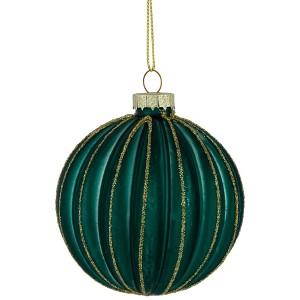 Northlight 4ct Green and Gold Textured Glass Christmas Ball Ornaments 3" (80mm) - 1 of 4