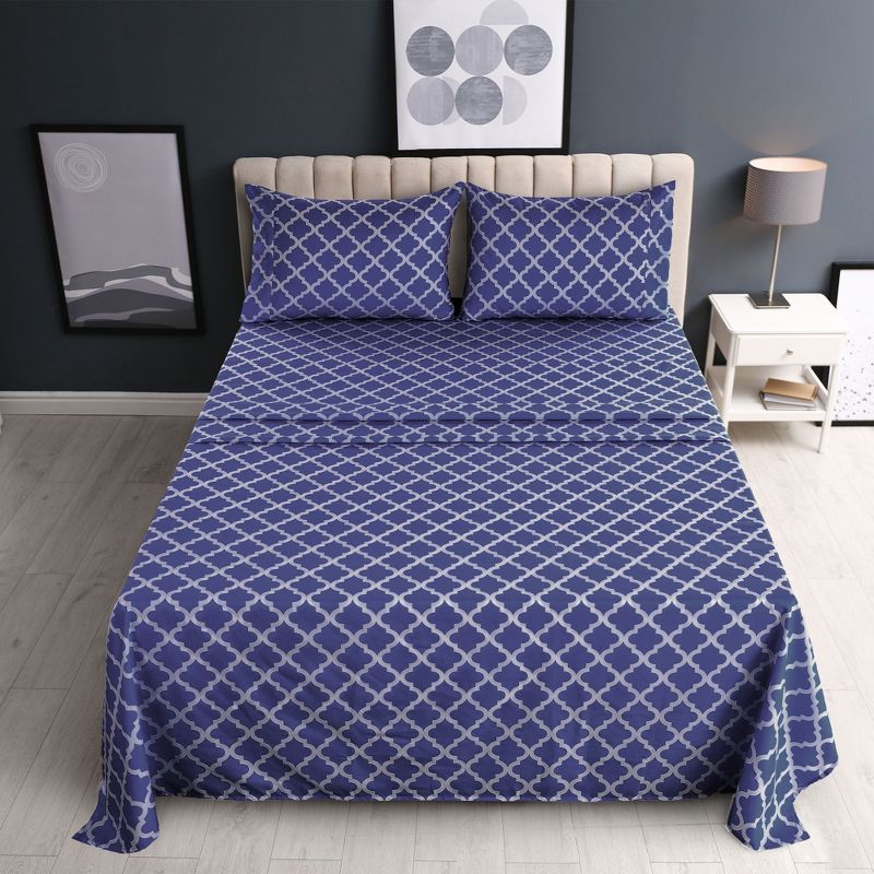 Microfiber Quatrefoil Bed Sheet Set - Lux Decor Collection, 3 of 6