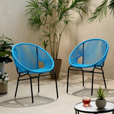 Modern Outdoor Rattan Chair Set – Sleek Design with Durable Iron Frame, Set of 2