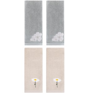 REGALWOVEN Cotton Soft Absorbent Floral Pattern Hand Towel 13" x 30" - 1 of 4