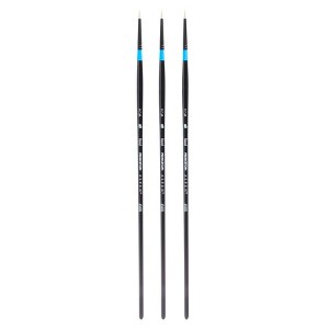 Princeton Aspen Round Brush, Synthetic Bristles, Long Handle Acrylic & Oil Paintbrush, Black, Size 2/0, Pack of 3 - 1 of 2