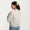Anna-Kaci Women's Sheer Floral Lace Bomber Jacket with Ribbed Trim and Front Zip Closure - 4 of 4