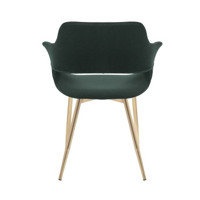 Gigi Green Velvet and Gold Metal Upholstered Arm Chair