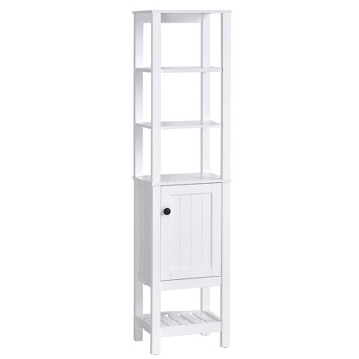 Homcom 6” X 20.5” X 26” Wood Rolling Narrow Bathroom Side Storage Cabinet -  White : Target