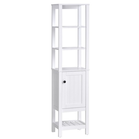 HOMCOM 67 Tall Bathroom Storage Cabinet, Freestanding Linen Tower with  3-Tier Shelf, Narrow Side Floor Organizer, White