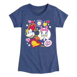 Girls' - Disney - Minnie And Daisy Sticker Look Fitted Short Sleeve Graphic T-Shirt - 1 of 4