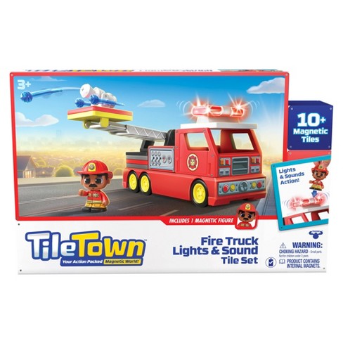 Tile Town Fire Truck Magnetic Tiles Set - image 1 of 4