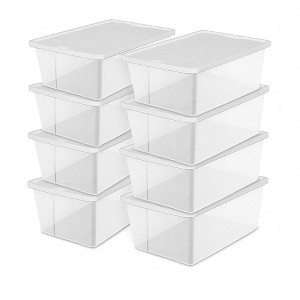 Homz 12-Quart Snaplock Clear Plastic Storage Tote Container Bin with Secure Lid and Handles for Home and Office Organization (8 Pack) - 1 of 4