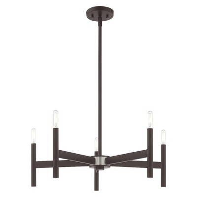 Bronze 5-Light Mid-Century Modern Chandelier