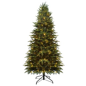 YARDSIGHT 7. 5 ft. Artificial Christmas Tree, 2003Tips Full and Lush Hinged Tree with Mixed PE+PVC Needles and Sturdy Metal Stand - 1 of 4
