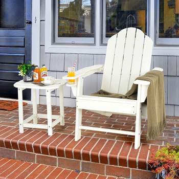 Costway 2PCS Patio Adirondack Chair Side Table Set Weather Resistant Cup Holder
