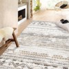 Boho Geometric Area Rug for Living Room Non Slip Washable Neutral Striped Indoor Low Pile Carpet - 4 of 4