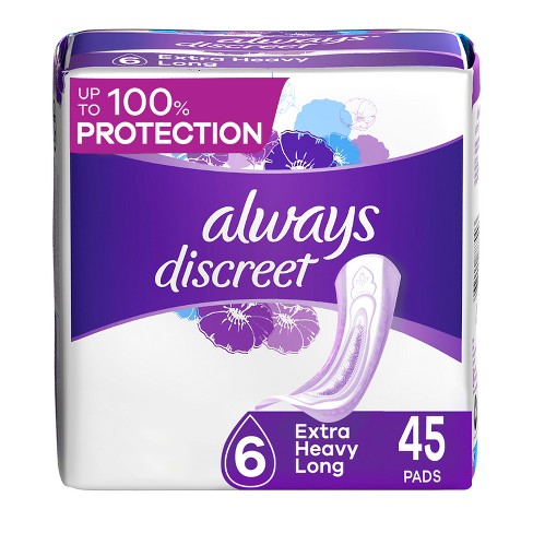 Always Discreet Incontinence And Postpartum Incontinence Pads For Women -  Extra Heavy Absorbency - Long Length - 45ct : Target