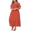 Agnes Orinda Women's Plus Size Short Sleeve Crew Neck Basic Swing Flowy Ruffle Maxi A Line Dresses - 2 of 4