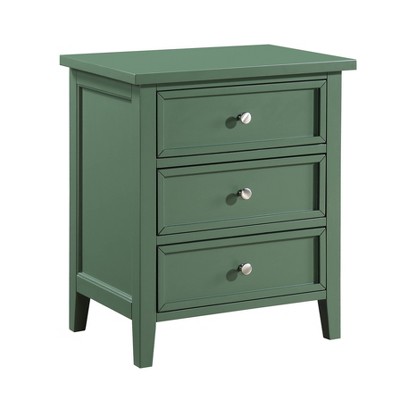 Lennon Vintage Green 3-Drawer Wood Nightstand