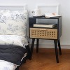 QingMoon Mid Century Nightstand, with Rattan Drawer and Shelf, Wood Small Side Coffee Table, for Living Room and Bedroom, Easy Assembly - 2 of 4