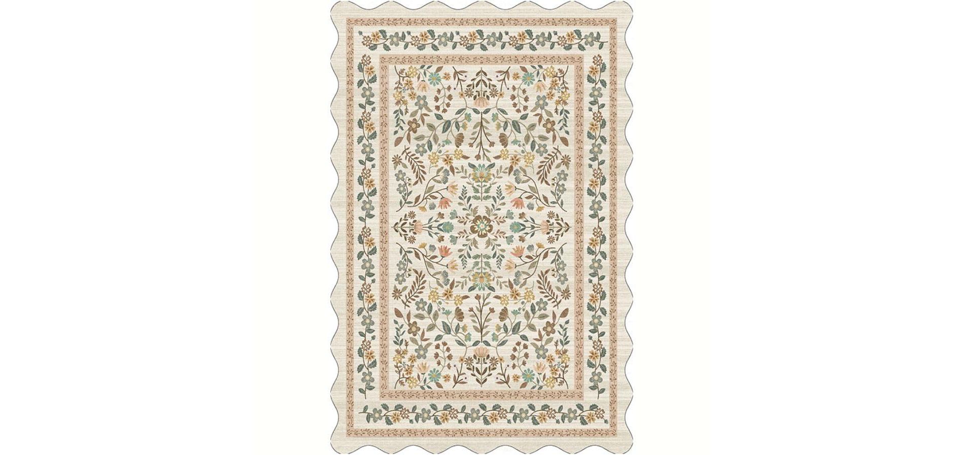 Acekool Washable Area Rug Non Slip Low Pile Boho Floral Accent Carpet for Bedroom, Bedside, Kitchen, Entryway, Kids Room, Office