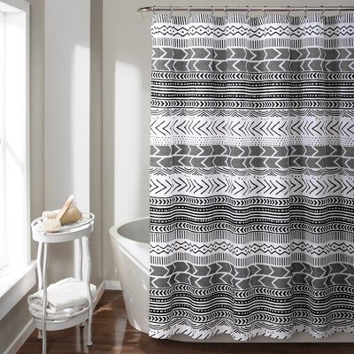 Hygge Geo Shower Curtain Black - Lush Décor