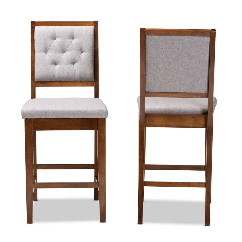 2pc Gideon Fabric Upholstered and Wood Counter Height Barstool Set - Baxton Studio, 2 of 10