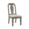 Set of 2 20" Zumala Dining Chairs Beige Linen/Weathered Oak Finish - Acme Furniture: Carved Frame, Nailhead Accents - 3 of 4
