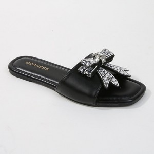 Berness Women's Khalani Rhinestone Bow Embellished Slide Sandals - 1 of 4