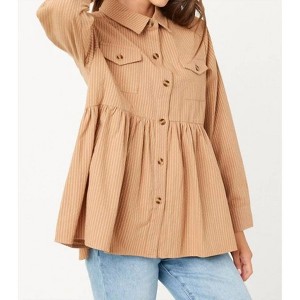 Women's Peplum Button Up Shirt - Hayden LA - 1 of 4