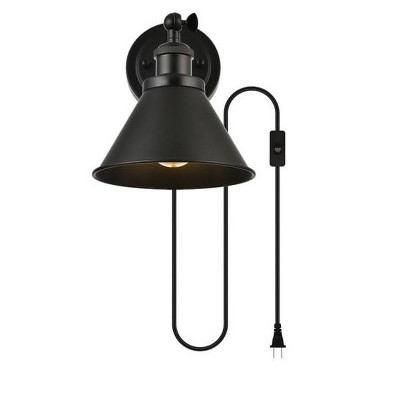 Elegant Lighting Blaise 1 light Black plug in wall sconce