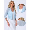 INSPIRE CHIC Women's 3/4 Sleeve Open Front Mesh Sheer Chiffon Bolero Shrug - 2 of 4
