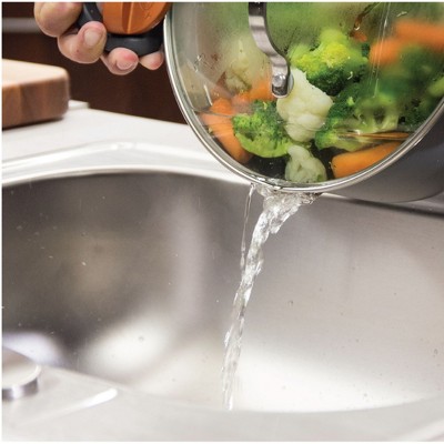 12-Inch Black and Copper Aluminum Pasta Pot with Strainer Lid