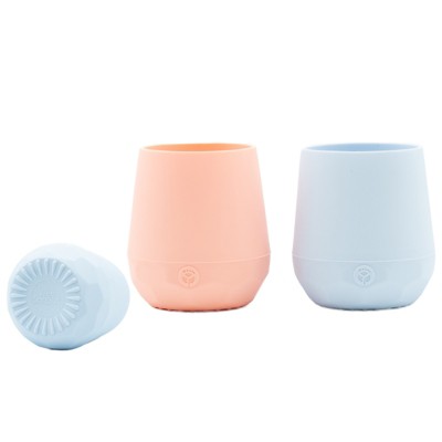 WeeSprout Silicone Baby Training Cups - Set of 2 Soft Silicone Cups - 2 oz Open Cup for Baby 6+ Months - Non-Slip Grip, Weighted Base