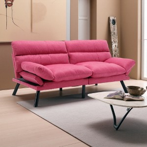 70" Velvet 2-Seater Sofa with Thick Cushions & Sleeper, Metal Feet - 1 of 4