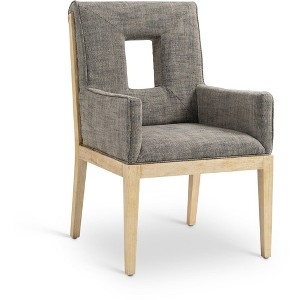 Meridian Furniture,Gwendolyn Linen Textured Fabric Dining Arm Chair - 1 of 4
