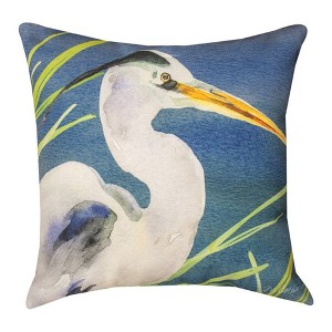 18 Inch Blue Heron Pillow – Weather-Resistant Climaweave Fabric by Manual Woodworkers and Weavers - 1 of 3