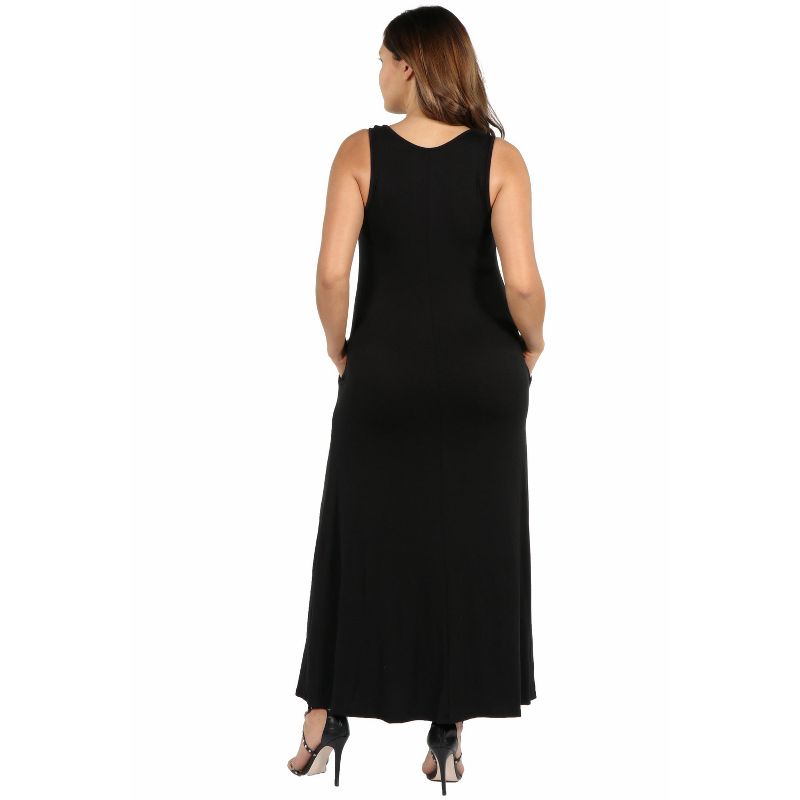 24seven Comfort Apparel Sleeveless Tank Plus Size Maxi Dress with Pockets, 3 of 5