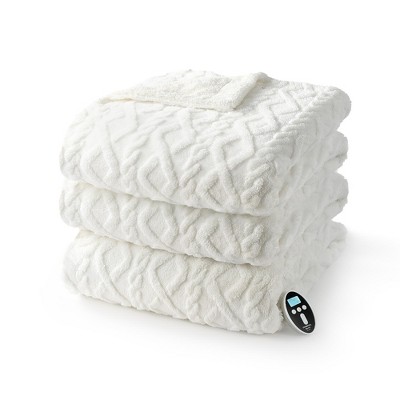 Heating Blanket, Thick Tufted Soft Electric Blanket with Heat and Timer Settings, Machine Washable Heating Blanket, Warm Blanket Gift, House Warming