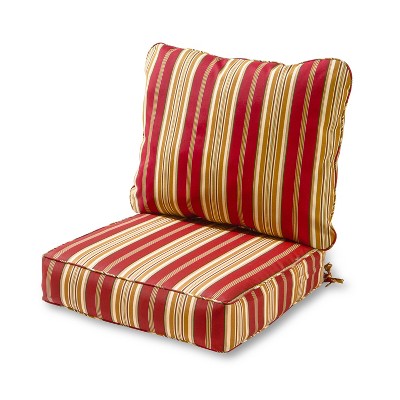 Greendale Home Fashions Deep Seat Durable Overstuffed Outdoor Chair Furniture Cushion Set with Tufted Stitching and Ties, Roma Stripe