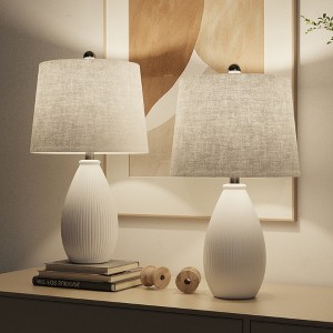 Maxax Ribbed Ceramic Table Lamps Set of 2 - 1 of 4