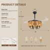 Ludomide 48" Boho Retractable Ceiling Fan with Light and Remote, Rattan Hand-Woven Chandelier Ceiling Fan, 6-Light Farmhouse Drum Fandelier - 3 of 4