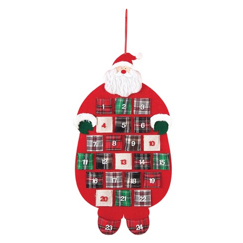 C&F Home Plaid Santa Felt Hanging Christmas Calendar