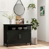 Resenkos Kitchen Console Table with 2-Level Cabinet & Display Shelf, Black - 2 of 4