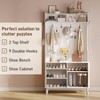 4-in-1 Hallway Tree with Shoe Storage, 77" Coat Rack with 18 Shoes Cubbies & 9 Coat Hooks, White - 3 of 4