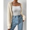 Coolmee Women's Open Front Ribbed Knit Crop Bolero Drop Shoulder Long Sleeve Loose Fit Knitted Crop Cardigan Shrug Apricot M - 4 of 4
