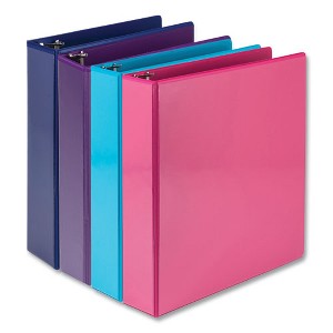 Samsill Durable D-Ring View Binders, 3 Rings, 2" Capacity, 11 x 8.5, Blueberry/Blue Coconut/Dragonfruit/Purple, 4/Pack - 1 of 4