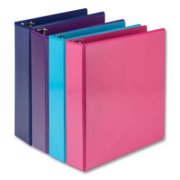 Samsill Durable D-Ring View Binders, 3 Rings, 2" Capacity, 11 x 8.5, Blueberry/Blue Coconut/Dragonfruit/Purple, 4/Pack